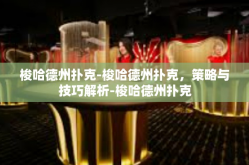 梭哈德州扑克-梭哈德州扑克，策略与技巧解析-梭哈德州扑克